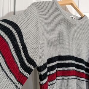 Vintage Grey Striped Crewneck Sweater.